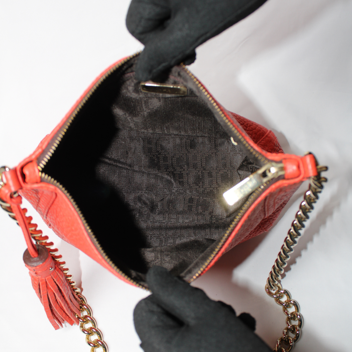 Carolina Herrera Tassel Red Leather Bag