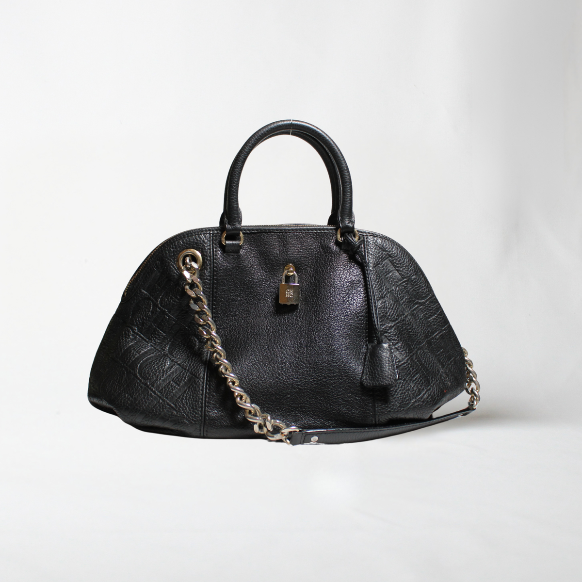 Carolina Herrera Monogram Leather Hobo Bag