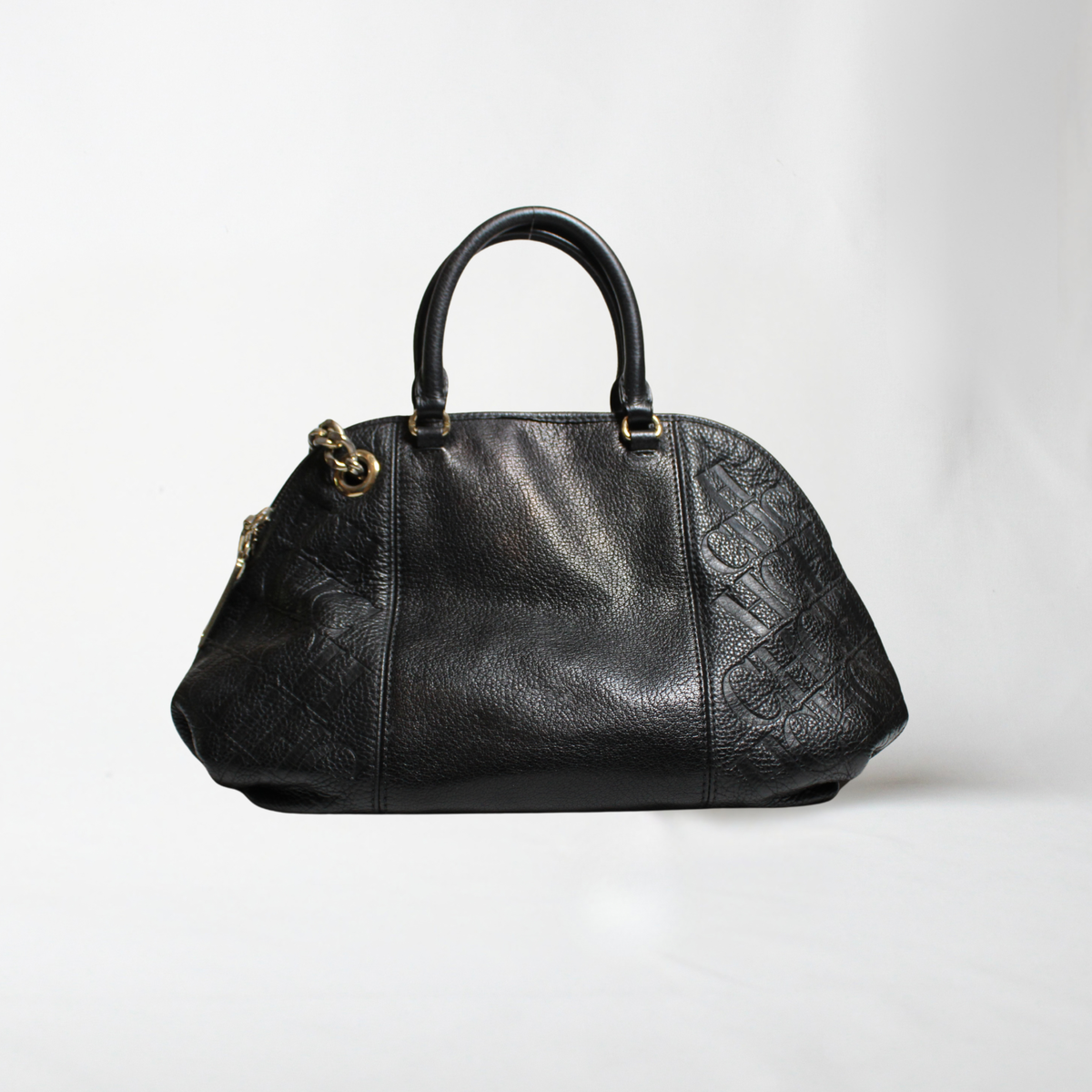 Carolina Herrera Monogram Leather Hobo Bag