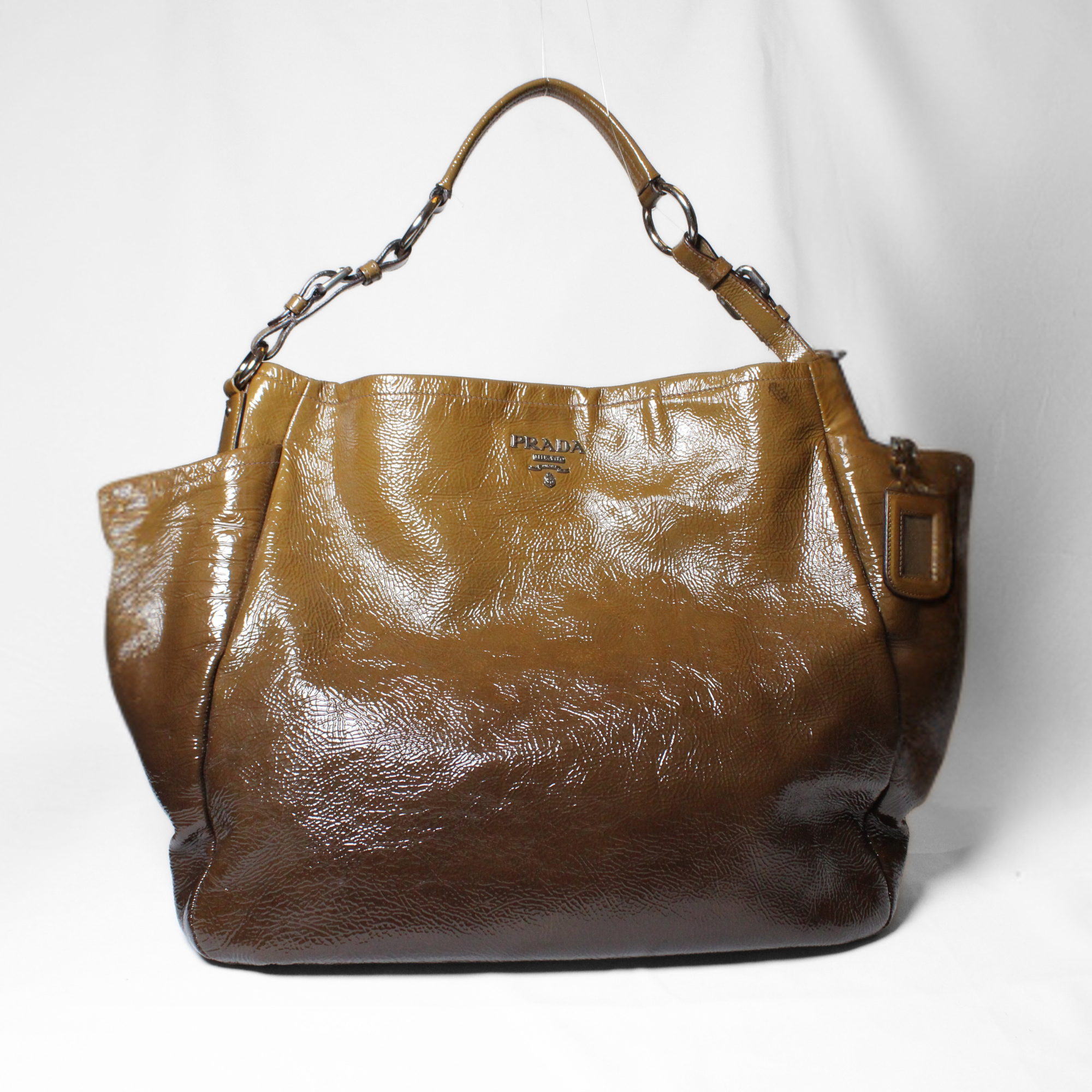 Prada Brown Vernice Sfumata Leather Tote Bag