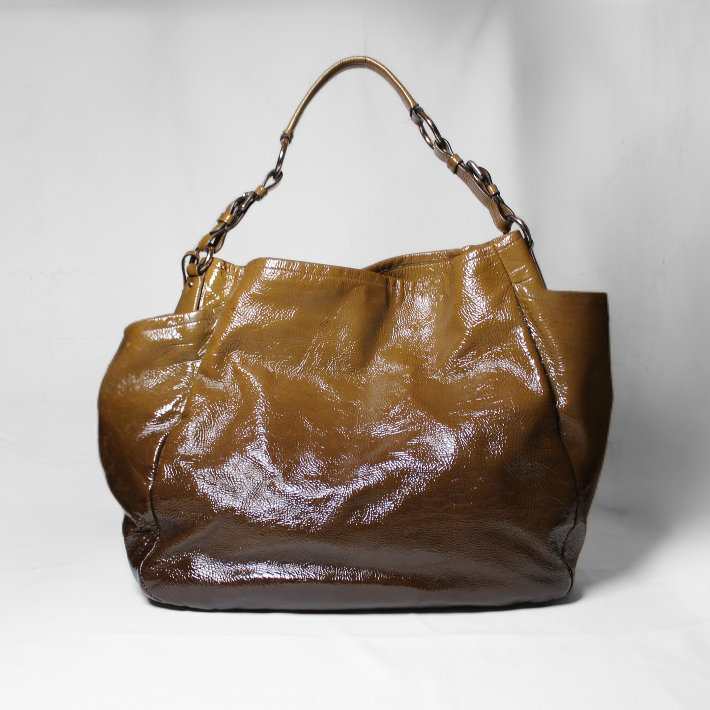 Prada Brown Vernice Sfumata Leather Tote Bag