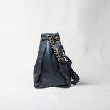 Carolina Herrera Navy Leather Bucket Bag