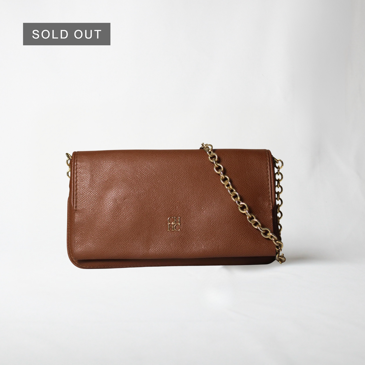 Carolina Herrera Tan Leather Chain Flap