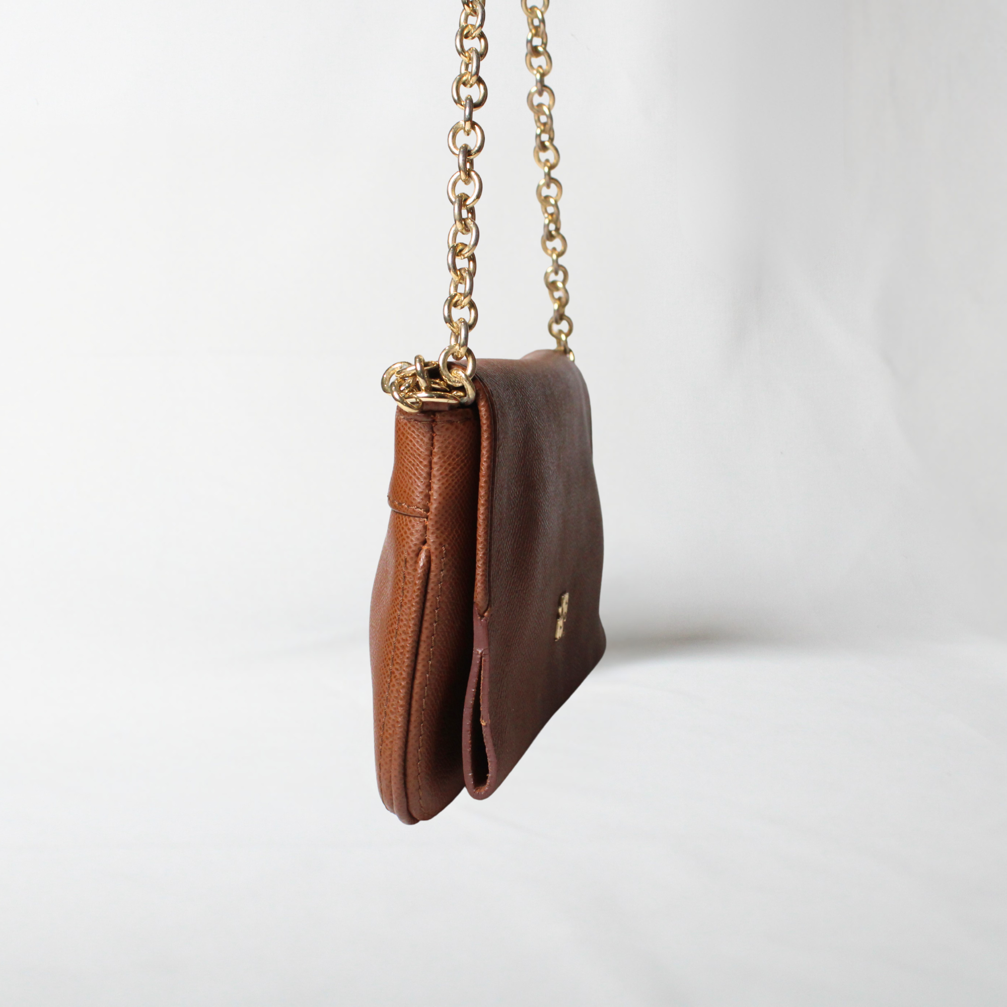 Carolina Herrera Tan Leather Chain Flap