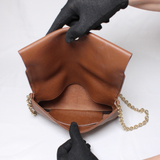 Carolina Herrera Tan Leather Chain Flap