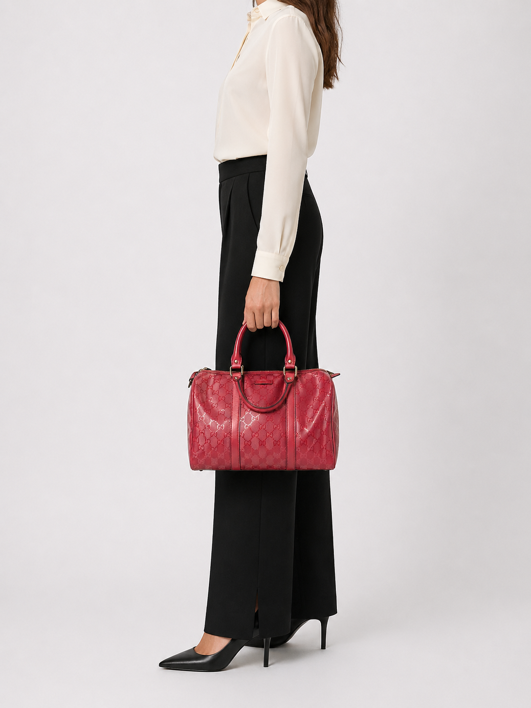 Gucci Red GG Medium Joy Boston Bag.
