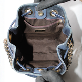 Carolina Herrera Navy Leather Bucket Bag