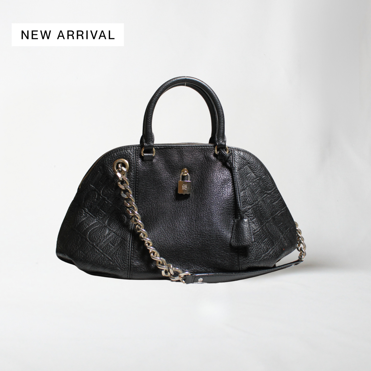 Carolina Herrera Monogram Leather Hobo Bag