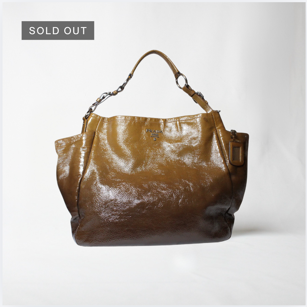 Prada Brown Vernice Leather Tote Bag